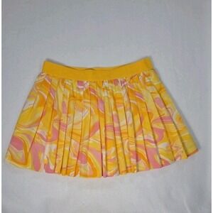 Ideology Womens Pleated Active Skirt M Yellow Pink Golf Tennis Pickleball